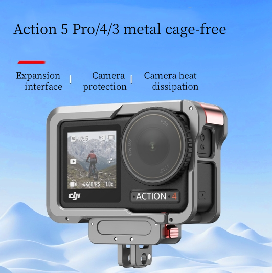 Hongdak Suitable for DJI ACTION3/4/5Pro Quick Release Metal Cage Sports Camera Cage Expansion Accessories