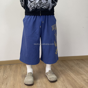 Pantaloncini sportivi 3/4 personalizzati in cotone 100% pesante, lavaggio acido, estivi, <span class=keywords><strong>oversize</strong></span>, larghi, a capri, lunghi, da uomo - Product Image 3
