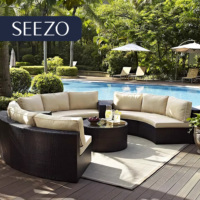 2026 Heißer Verkauf Neues Modernes Outdoor-Sofa Rattan Kreisförmiges Outdoor-Möbelset Gartenmöbel Rundes Halbrundes Terrassen-Sofa Outdoor-Set