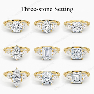 Dimorante all'ingrosso di lusso in oro reale 18K laboratorio di gioielli sintetici anelli <span class=keywords><strong>tre</strong></span> anelli di pietra di <span class=keywords><strong>diamanti</strong></span> HPHT cinque pietra eternità anelli - Product Image 3