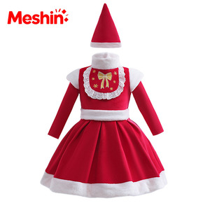 Ensemble de vêtements pour filles Noël 2026, robe rouge Père Noël, chapeau, bandeau, costume de fête pour enfants - Product Image 6