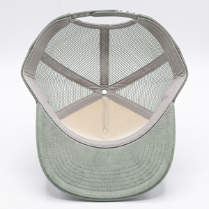 Cappellino da camionista personalizzato di alta qualità, effetto camoscio, con cordino e patch vintage da stazione di servizio, retro in rete, visiera curva, OEM, all'ingrosso - Product Image 6