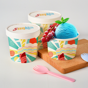 Tùy chỉnh giấy Ice Cream cup với nắp rõ ràng/Takeaway đông lạnh tráng miệng cup/100ml-400ml cốc giấy cho Sundae - Product Image 1
