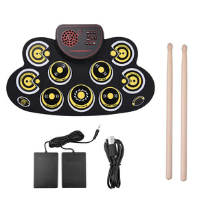 Roll-up Speaker <strong>Electronic</strong> <strong>Drum</strong> <strong>Set</strong> Soft Silicone <strong>Drum</strong> with Foot Pedals <strong>Drum</strong> Sticks - Product Image 1