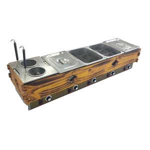 Nouvelle machine à Oden électrique professionnelle en acier inoxydable, cinq cylindres, 45 grilles, pour snacks japonais Oden, avec structure en bois - Product Image 4