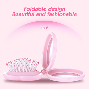 Mới Túi Du Lịch Gấp Da đầu massage tóc bàn chải đám mây hình dạng đầy màu sắc Mini Tóc Lược với gương - Product Image 4