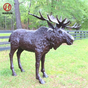 <span class=keywords><strong>Sculpture</strong></span> d'orignal en <span class=keywords><strong>Bronze</strong></span> de taille réelle, décoration d'animal populaire pour jardin extérieur - Product Image 4