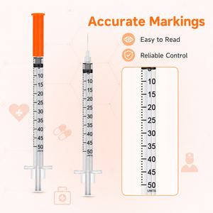 Jeringas <span class=keywords><strong>de</strong></span> Insulina para Animales <span class=keywords><strong>de</strong></span> Marca Privada, 0.5mL 1mL 30G 31G, Aguja Fija, Esterilizadas con EO, Empaquetadas Individualmente, 100/Caja - Product Image 4