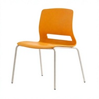 Chaise de conférence orange en plastique pour salle de classe, auditorium, avec structure métallique pour salle de réunion