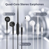 Écouteurs intra-auriculaires filaires HD Call 3,5 mm SM-7 avec unité sonore quad-core, casque de jeu stéréo, cordon de 1,2 m, commande sur le câble, pour ordinateur portable
