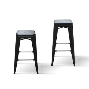 Metal <b>Bar</b> Stool Set Of 4 Black 66Cm Height <b>Indoor</b> Metal Construction - Product Image 2