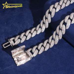 Cadena de 23 mm de gran tamaño, de plata de ley 925 maciza, joyería hip hop para hombre, collar con incrustaciones de moissanita, cadena cubana. - Product Image 2