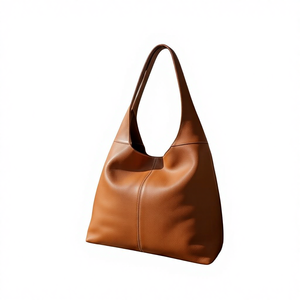 Bolso de Hombro Grande de Cuero Rown con Cierre, Estilo Hobo, para Mujer, Bolso de Mano Minimalista, Suave, Tipo Tote, Color Coñac - Product Image 1