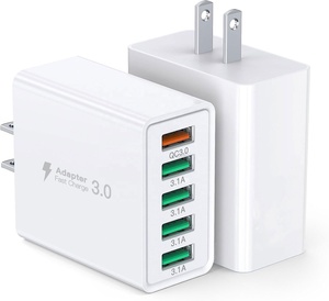 Caricatore da Muro USB HNT 50W con 5 Porte, Ricarica Rapida QC3.0, Adattatore Multiporta USB per <span class=keywords><strong>iPhone</strong></span>, Galaxy, Telefoni Android - Product Image 1