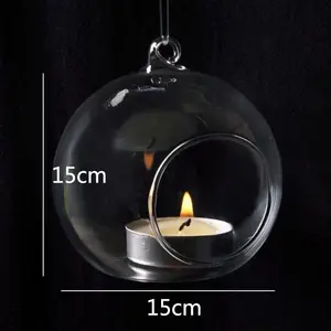 Valentine'S Day Hand Blown Glass Bubble Hanging Tealight Holders For Home Decor Indoor Outdoor Garden DIY Gifts