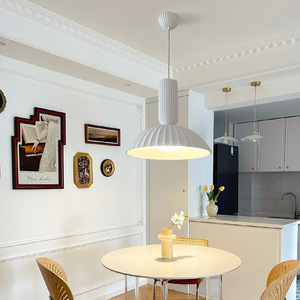 2024 Cream-Colored Modern Minimalist Dining Room <b>Chandelier</b> High-End French Pendant <b>Light</b> for Bedroom Bedside Lighting - Product Image 3