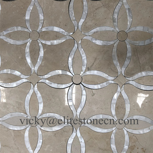 Ubin Mosaik Marmer Dolomit Putih Beige Potongan Waterjet, Ubin Lantai Modern Custom Poles, Dekorasi Hotel Villa, Tahan Air, Grafis - Product Image 2
