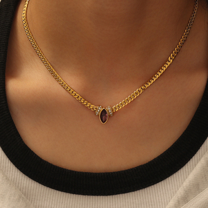 Collar de piedra natural curativa minimalista MX, joyería chapada en oro de 18 quilates <span class=keywords><strong>Figaro</strong></span> a la moda para mujeres, regalos de piedra natal - Product Image 6