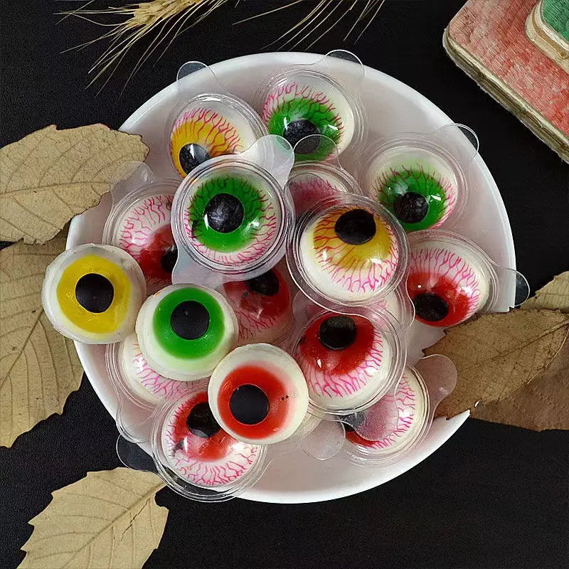 Großhandel individuell lustiges halbe Augenknochen zu kauen weiches Süßigkeiten Halloween Party beliebte 3d-Süßigkeiten Augenknochenform gummibärchen