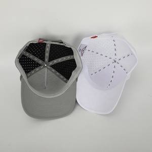 Wholesale Custom Rubber Patch Logo 6 Panel Dad Hat High Quality White Polyester Gorras,Laser Cut Hole Rope <strong>Grey</strong> <strong>Baseball</strong> <strong>Cap</strong> - Product Image 6