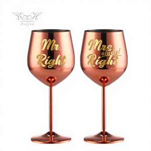 Copa de vino de pareja divertida de Color personalizado copa de acero inoxidable Sr. y Sra. <span class=keywords><strong>copas</strong></span> de vino de tallo <span class=keywords><strong>para</strong></span> regalo de <span class=keywords><strong>San</strong></span> Valentín parejas recién casadas - Product Image 1