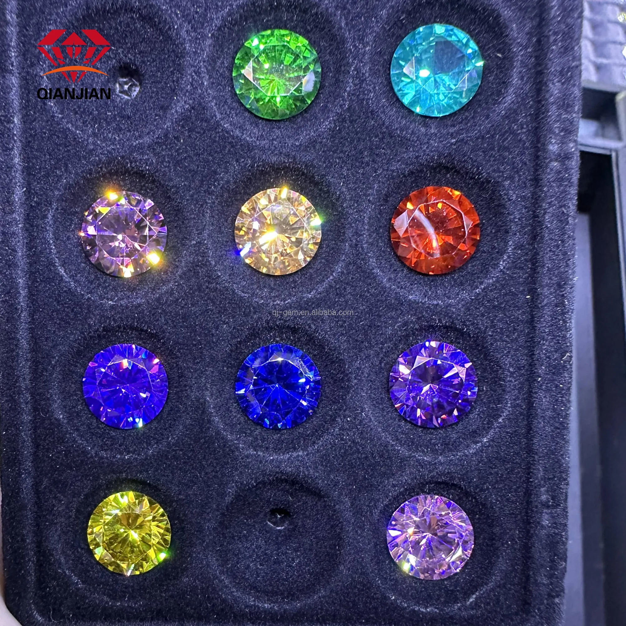 Zircone cubique européenne ronde ronde de pierres précieuses en vrac multicolores de forme ronde
