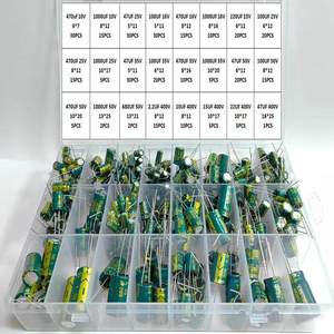 335 Piezas, 24 Tipos de Condensadores Electrolíticos de Aluminio, 10 F a 1000 F, Paquete Mixto, de Alta Frecuencia, 400 V, en Caja, Origen China - Product Image 1
