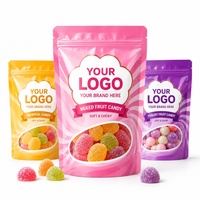 Sachet Doypack en Mylar refermable avec fermeture Ziplock, personnalisable avec logo, en plastique, à faible MOQ pour l'emballage de bonbons et de snacks sous marque privée