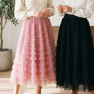 <span class=keywords><strong>Jupe</strong></span> longue en tulle à volants pour <span class=keywords><strong>femme</strong></span>, taille haute, style <span class=keywords><strong>tutu</strong></span>, <span class=keywords><strong>jupe</strong></span> maxi élégante en maille pour fête ou tenue décontractée - Product Image 1
