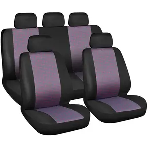 9 Part Universal Car Seat Covers Front Rear Head Rests Full Set Purple Cover