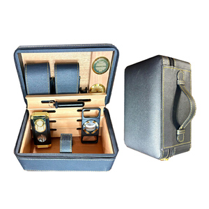 Personalizado 2 capas de madera Pu cuero personalizado cigarros accesorios humidificadores portátil viaje cigarro caso - Product Image 1