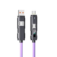 Nuevo Diseño de Alta Calidad, Cable de Datos 4 en 1 de Silicona, Cobre Puro |   Carga Rápida de 66W 5A |   Aleación de Zinc 1M |   9 colores para computadora
