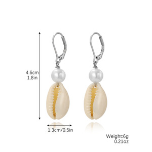 Nuevos Aretes de la Colección Océano, Estilo Bohemio, con Conchas y Piedras Naturales, Juego de Aretes Largos con Perlas - Product Image 6