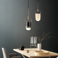 Îlot de cuisine décoratif Barre d'éclairage Salle à manger Nordic Smoky Grey Glass Suspension simple