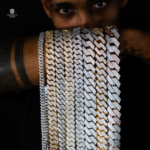 Colar masculino vvs <span class=keywords><strong>moissanite</strong></span>, colar personalizado de 18mm 16mm <span class=keywords><strong>13mm</strong></span> ouro banhado zircão cobre prata diamante gelado corrente ligação cubano - Product Image 1
