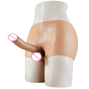Einführbare <span class=keywords><strong>Penis</strong></span>-Hose Sexspielzeug für Frauen Männer Unterwäsche Hautgefühl Hohl/Massiv Silikon Lesbian Strap-On Dildo Panties - Product Image 1