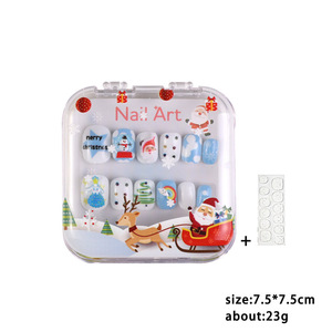 TSZS 12 pièces thème <span class=keywords><strong>de</strong></span> noël enfants <span class=keywords><strong>faux</strong></span> ongles artificiels conseils mignon bonhomme <span class=keywords><strong>de</strong></span> neige courte presse sur les ongles pour enfants filles - Product Image 5