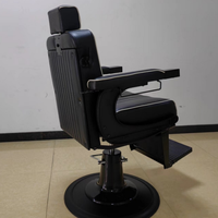 Fauteuil de Barbier Inclinable Robuste et Moderne avec Base Noire et Cadre Métallique Solide pour Hommes et Salons de Coiffure