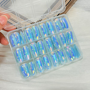 144 <span class=keywords><strong>faux</strong></span> ongles à presser, bleu chrome miroir, bleu <span class=keywords><strong>Saint</strong></span>-<span class=keywords><strong>Valentin</strong></span>, courts, carrés, en acrylique, pour nail art - Product Image 2