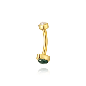 Pendiente de barra curva chapado en oro de plata de ley 925 con rosca interna y doble cabeza para mujer - Product Image 5