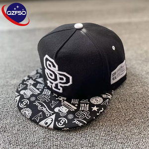 QZFSO Wholesale Custom Logo Cotton Womens <b>Mens</b> <b>Flat</b> Print Brim Hip hop Plain Sports Snapback <b>Caps</b> 3d Embroidery Baseball Hat - Product Image 1