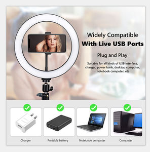 Combo trépied annulaire à LED avec support de téléphone réglable pour vidéo, vlogging, réunions en ligne - Product Image 6