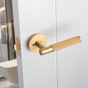 Maniglia <span class=keywords><strong>per</strong></span> Porta <span class=keywords><strong>in</strong></span> <span class=keywords><strong>Ottone</strong></span> Massiccio di Alta Qualità, Design Americano Anticato, Finitura Bronzo, con Funzione Privacy e Maniglia Zigrinata, <span class=keywords><strong>per</strong></span> Camera da Letto/Bagno, Set Maniglia Rotonda con Serratura - Product Image 2
