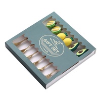 Ensemble de cuillères à fruits en acier inoxydable, design créatif et mignon, motifs de dessins animés (pastèque, fraise), pour desserts, avec boîte cadeau
