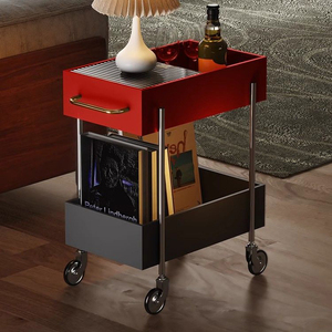 Carrito Pequeño <span class=keywords><strong>Tantan</strong></span>, Estante de Almacenamiento Metálico Moderno Minimalista de Varias Capas, Mesa Auxiliar Móvil para Sofá, Organizador de Aperitivos para Sala de Estar - Product Image 1