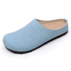 Chaussures d'hiver pour femmes Birkenth, nouvelles pantoufles mi-ouvertes <span class=keywords><strong>en</strong></span> <span class=keywords><strong>cuir</strong></span> véritable <span class=keywords><strong>et</strong></span> maille, à semelle simple, pour l'automne, à porter à l'extérieur, tendance - Product Image 6