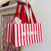 Sacs à bijoux en papier réutilisables écologiques avec impression de logo personnalisée, design rayé, sacs de boutique, sacs de magasinage pour boîtes mystères