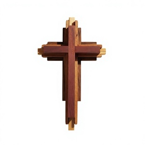 Escultura de Cruz de Madera para Pared con Recorte de Corazón, Diseño Religioso Art Deco, Decoración Rústica para el Hogar, para Sala de Estar - Product Image 4