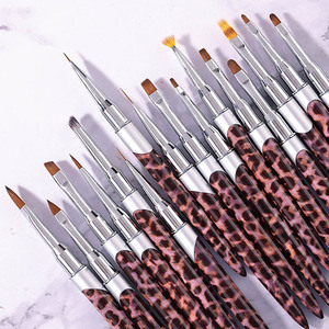 Kit de pinceaux pour nail art en gel UV à imprimé léopard, pour liner, peinture florale, dégradé, mélange de pétales, manucure, salon - Product Image 2