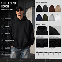 Hoodie Kustom Grosir Ukuran Besar Polos Tanpa Motif 460 Gsm Sweatshirt Berat 100% Katun Hoodie Pullover untuk Pria